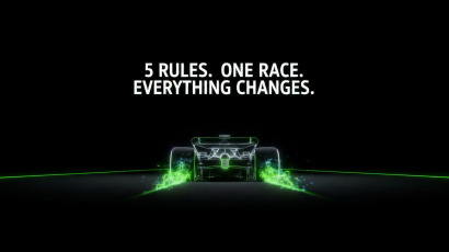 A 2026 F1 car launching with Active Aero deployed alongside the headline "5 Rules. One Race. Everything Changes — Melbourne March 8 2026"