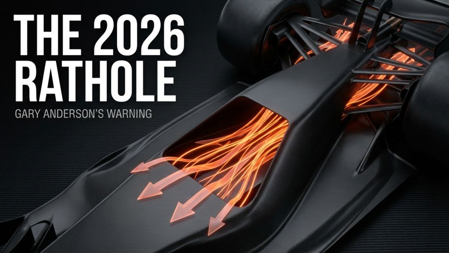 A high-tech 3D render of the 2026 F1 floor and diffuser area showing the mousehole opening for aerodynamic stability.