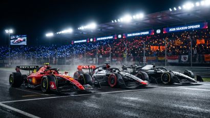 Official 2026 F1 driver lineup featuring Lando Norris in the #1 McLaren, Lewis Hamilton in the Ferrari, and the debut of Audi and Cadillac on the grid.