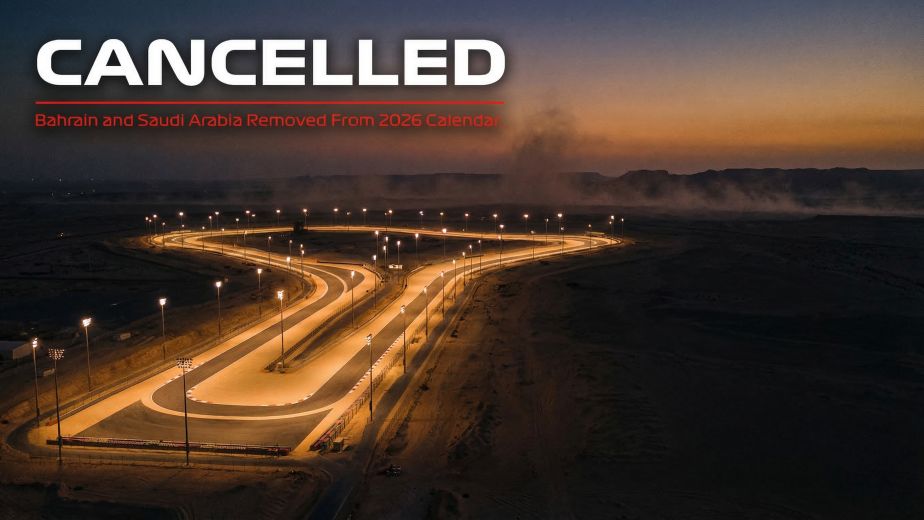Bahrain Saudi GP cancelled 2026 with empty desert circuit under floodlights after FIA confirms removal from calendar