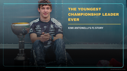 Kimi Antonelli celebrating Formula 1 victory as youngest championship leader in history at 19 years old