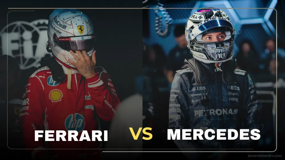 Mercedes W17 and Ferrari SF-26 side by side comparison for the 2026 Formula 1 season