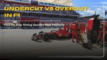 Diagram showing the difference between undercut and overcut in F1 pit stop strategy