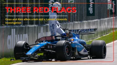 Damaged F1 front wing on track surface during Canada GP FP1