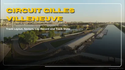 Aerial view of Circuit Gilles Villeneuve on Ile Notre-Dame in Montreal for the Canadian Grand Prix