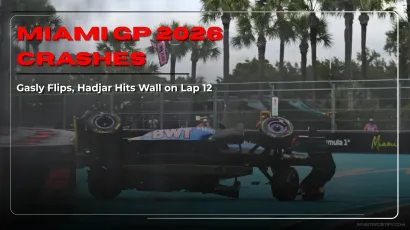 Pierre Gasly Alpine flip crash and Isack Hadjar Red Bull crash Miami GP 2026
