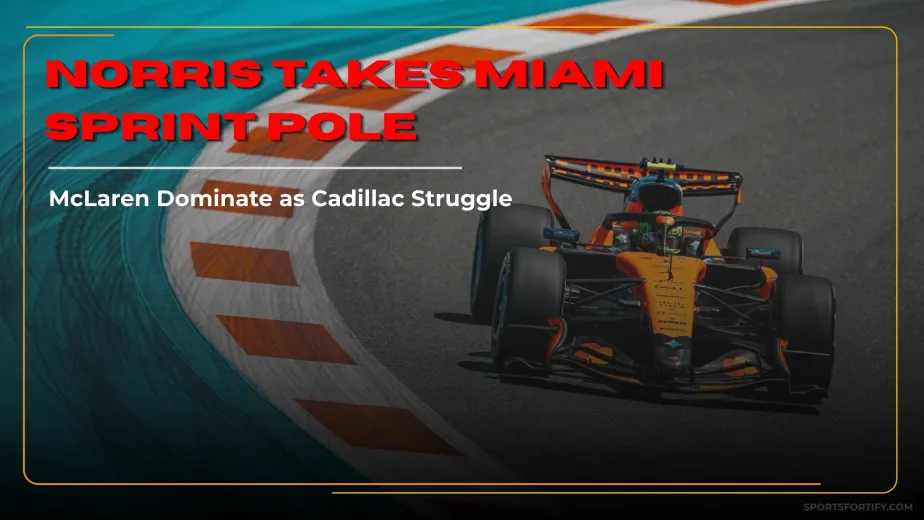 Lando Norris celebrates Miami GP Sprint Qualifying pole position 2026