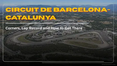 Circuit de Barcelona-Catalunya track guide showing corners lap record and how to get there