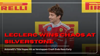 Charles Leclerc celebrates winning the British Grand Prix 2026 at Silverstone