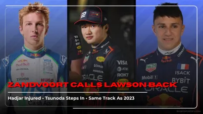 Liam Lawson Red Bull return Dutch Grand Prix 2026 Isack Hadjar injury