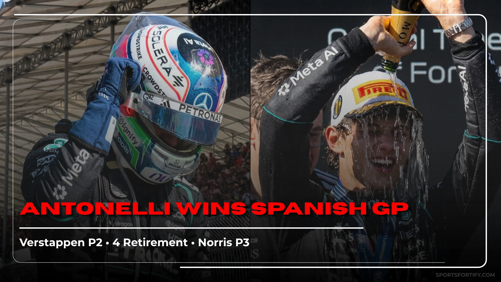 Antonelli wins Spanish Grand Prix on the podium at Madring